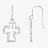 Silpada Cross Womens Sterling Silver Oval Drop Earrings