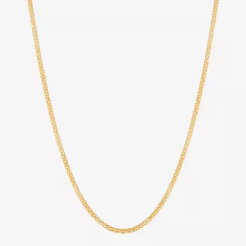 Made in Italy Womens 24K Gold Over Silver 24 Inch Popcorn Chain Necklace