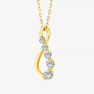 (F / Si2) Womens 1/3 CT. T.W. Lab Grown White Diamond 14K Gold Over Silver 18 Inch Pendant Necklace
