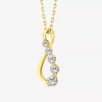(F / Si2) Womens 1/3 CT. T.W. Lab Grown White Diamond 14K Gold Over Silver 18 Inch Pendant Necklace