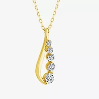 (F / Si2) Womens 1/3 CT. T.W. Lab Grown White Diamond 14K Gold Over Silver 18 Inch Pendant Necklace