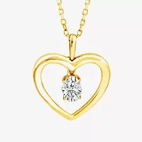 (F / Si2) Womens 1/3 CT. T.W. Lab Grown White Diamond 14K Gold Over Silver Heart 18 Inch Pendant Necklace
