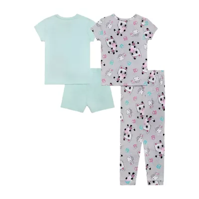 Little & Big Kid Girls Gabby's Dollhouse Crew Neck Short Sleeve 4-pc. Pajama Sets