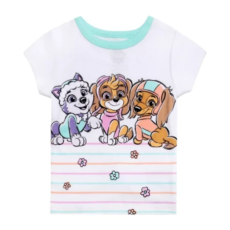 Toddler Girls Paw Patrol Crew Neck Short Sleeve 4-pc. Pajama Sets