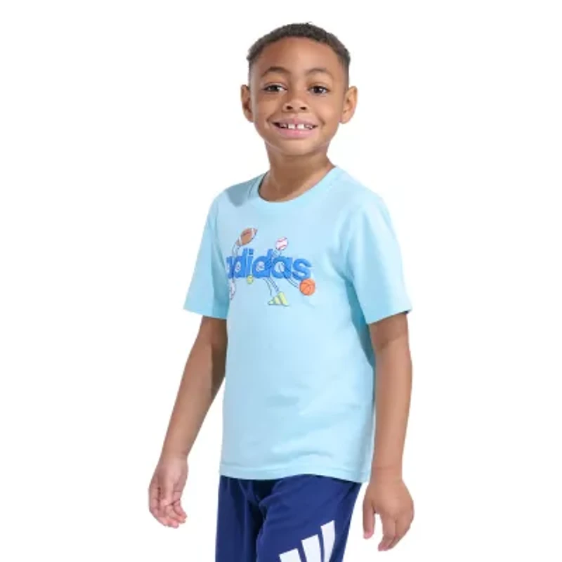 adidas Toddler Boys Crew Neck Short Sleeve Regular Fit Graphic T-Shirt