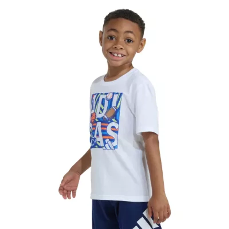 adidas Toddler Boys Crew Neck Short Sleeve Regular Fit Graphic T-Shirt