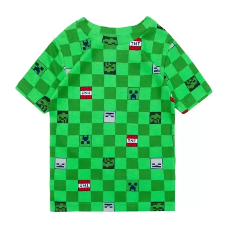 Little & Big Kid Boys Minecraft Crew Neck Short Sleeve 4-pc. Pajama Sets