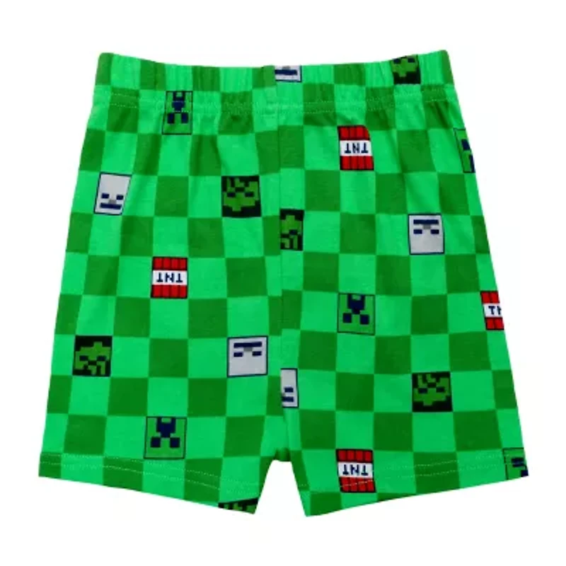 Little & Big Kid Boys Minecraft Crew Neck Short Sleeve 4-pc. Pajama Sets