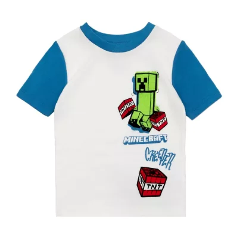 Little & Big Kid Boys Minecraft Crew Neck Short Sleeve 4-pc. Pajama Sets