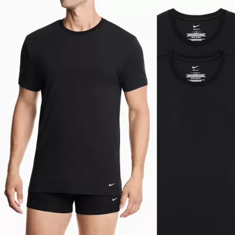 Nike All Day Cotton Stretch Mens 2 Pack Short Sleeve Crew Neck Moisture Wicking T-Shirt
