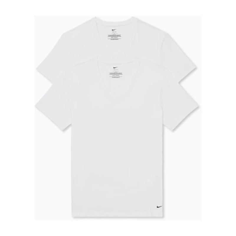 Nike All Day Cotton Stretch Mens 2 Pack Short Sleeve V Neck Moisture Wicking T-Shirt