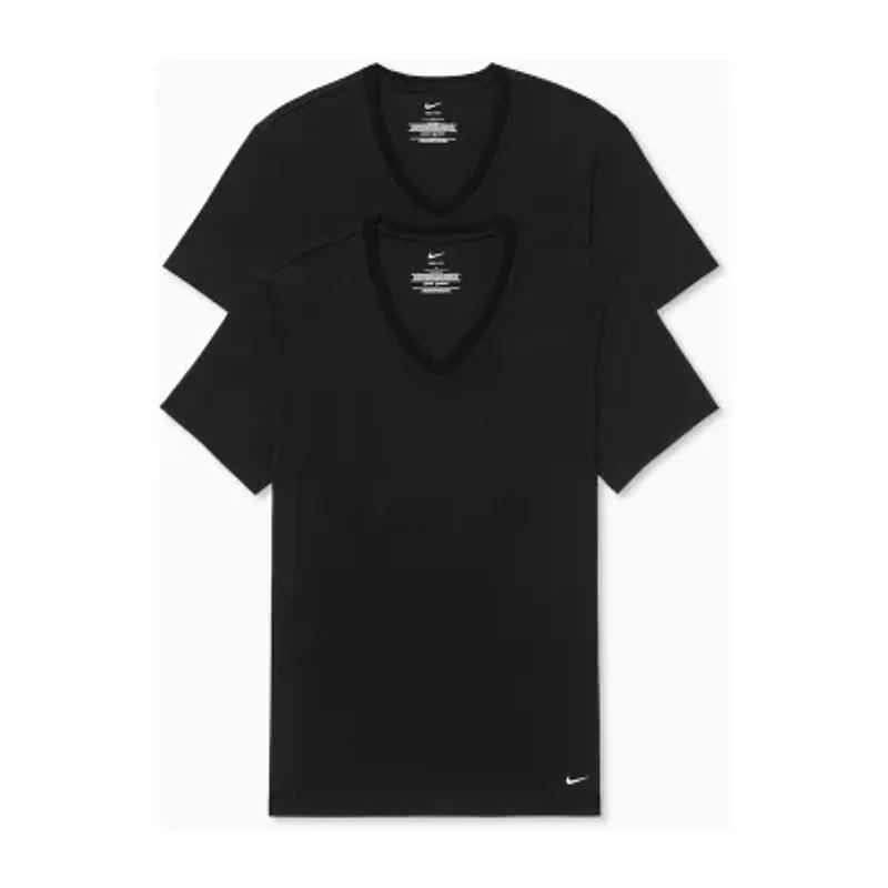 Nike All Day Cotton Stretch Mens 2 Pack Short Sleeve V Neck Moisture Wicking T-Shirt