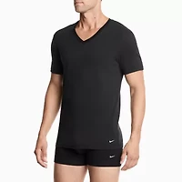 Nike All Day Cotton Stretch Mens 2 Pack Short Sleeve V Neck Moisture Wicking T-Shirt