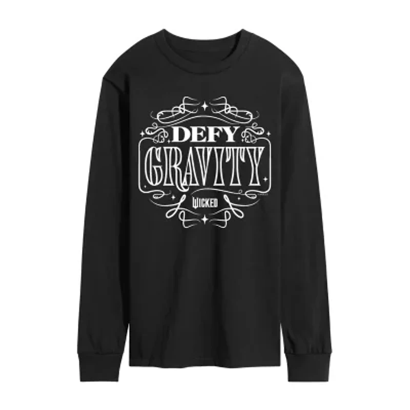 Mens Crew Neck Long Sleeve Regular Fit Wicked Graphic T-Shirt