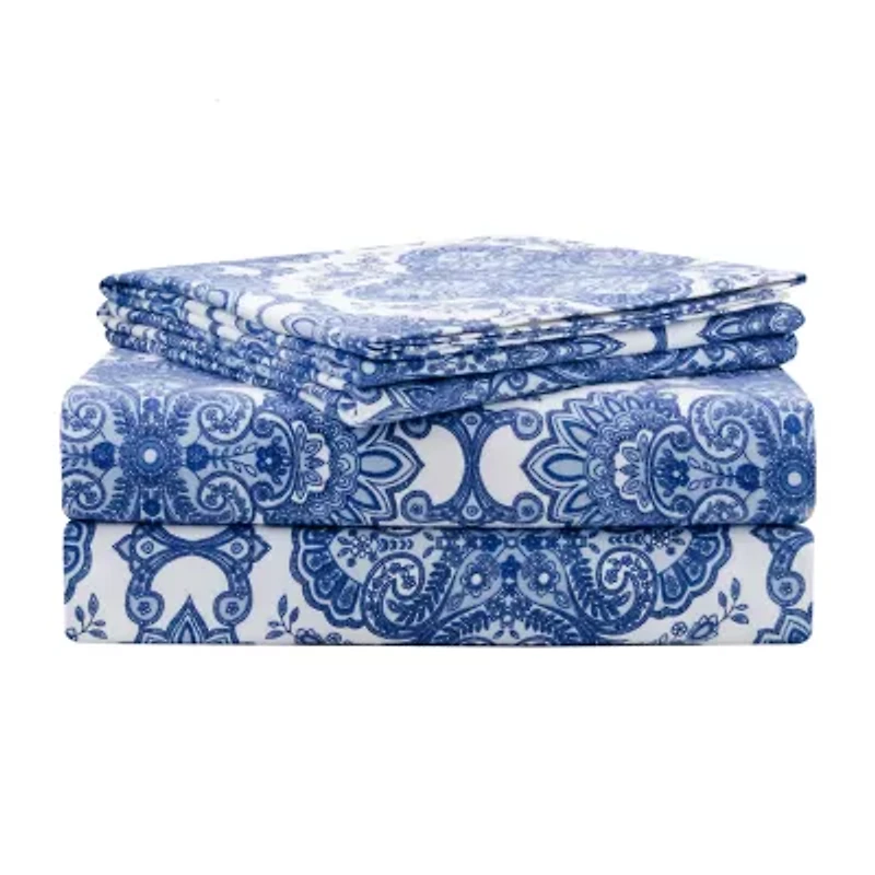 Pointehaven Cotton Heavy Weight 200 Gsm Printed Or Solid Hemstitch Deep Pocket Sheet Set