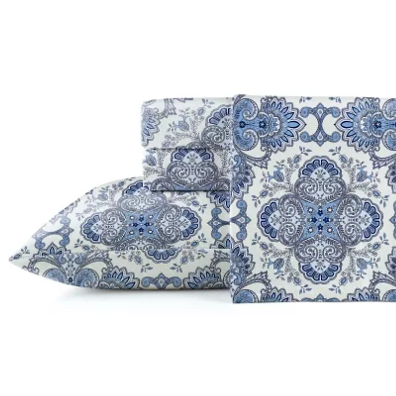 Pointehaven Cotton Heavy Weight 200 Gsm Printed Or Solid Hemstitch Deep Pocket Sheet Set