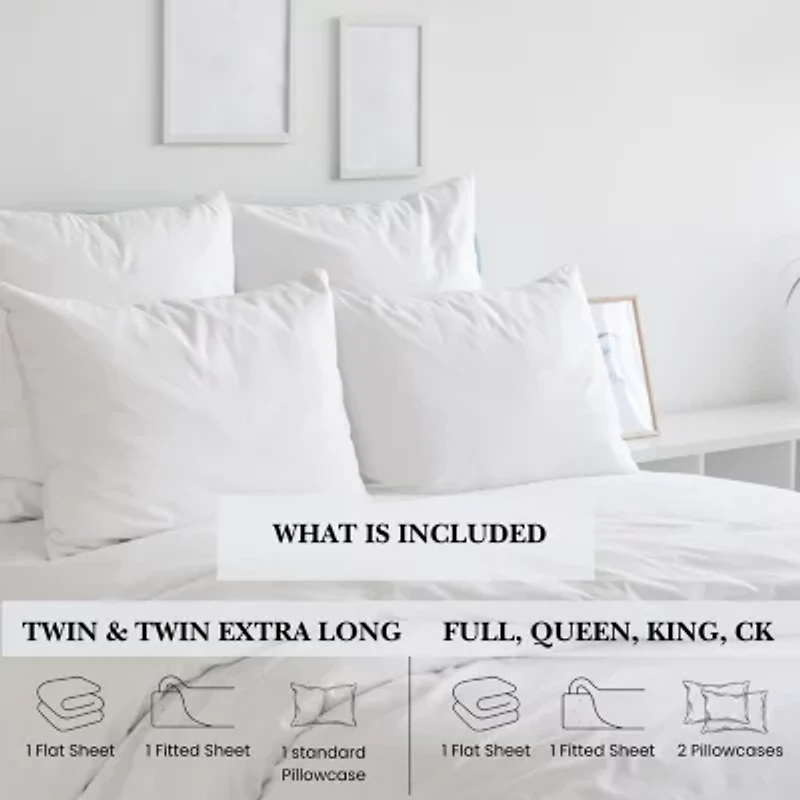 Pointehaven Cotton Soft Feel 190 Gsm Printed Or Solid Hemstitch Deep Pocket Sheet Set