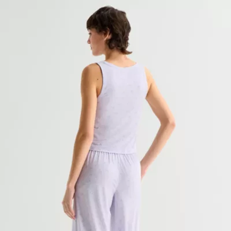 Arizona Womens Henley Neck Sleeveless Juniors Pajama Top