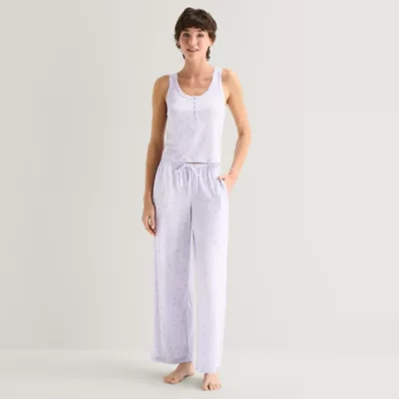 Arizona Womens Henley Neck Sleeveless Juniors Pajama Top