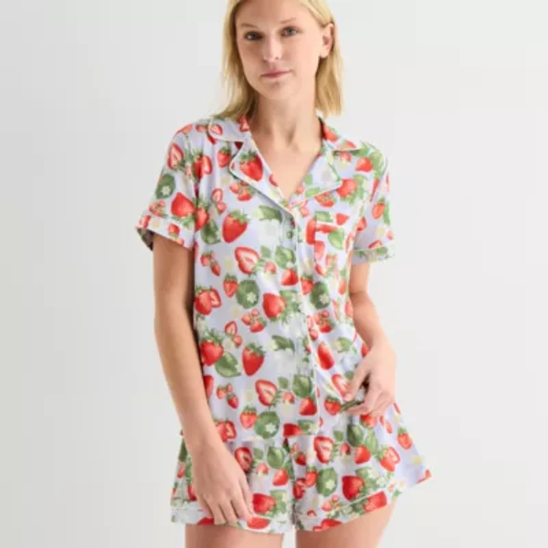 Arizona Body Womens Short Sleeve 2-pc. Juniors Pajama Sets