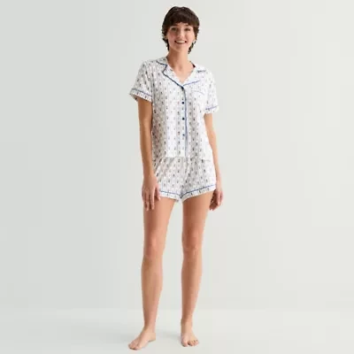Arizona Body Womens Short Sleeve 2-pc. Juniors Pajama Sets
