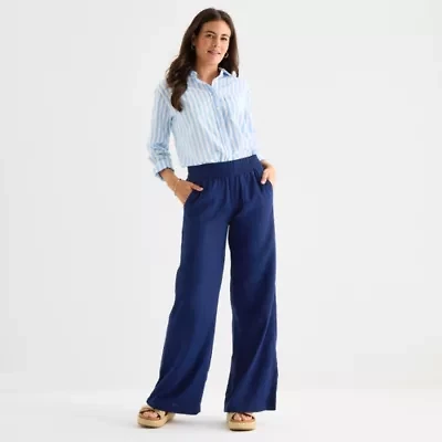 St. John's Bay Womens Tall Wide Leg Mid Rise Pull-On Pant