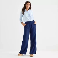 St. John's Bay Womens Tall Wide Leg Mid Rise Pull-On Pant
