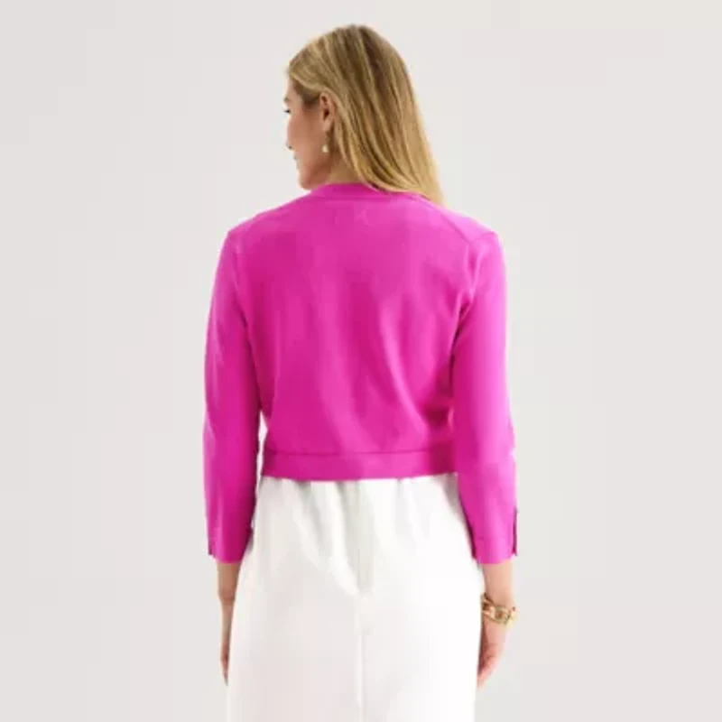 Marc New York Womens Round Neck 3/4 Sleeve Shrug