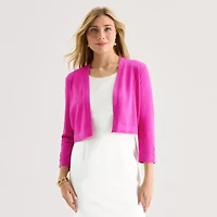 Marc New York Womens Round Neck 3/4 Sleeve Shrug