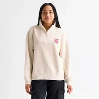Arizona Womens Juniors Mock Neck Long Sleeve Quarter-Zip Pullover