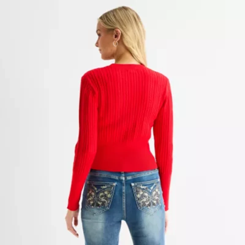 Forever 21 Juniors Womens Crew Neck Long Sleeve Cable Knit Pullover Sweater