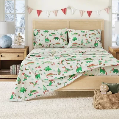 Linery Holiday Print Flannel Sheet Set