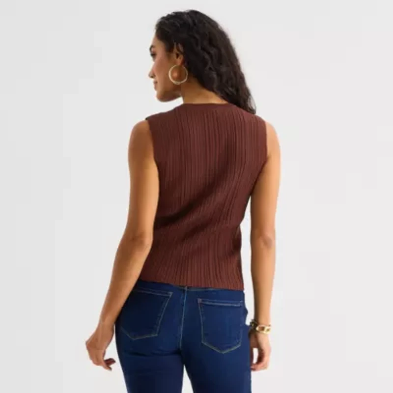 Bold Elements Womens Crew Neck Button Open Front Sweater Vest