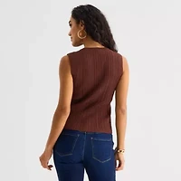 Bold Elements Womens Crew Neck Button Open Front Sweater Vest