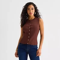 Bold Elements Womens Crew Neck Button Open Front Sweater Vest