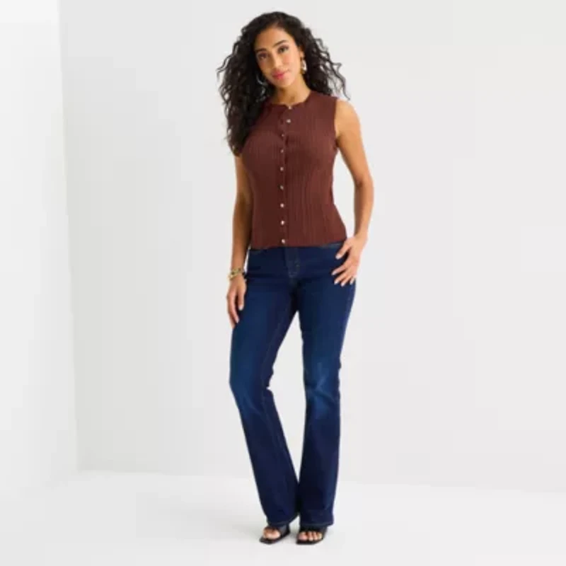 Bold Elements Womens Crew Neck Button Open Front Sweater Vest