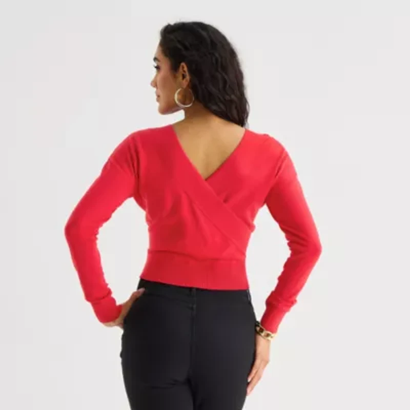 Bold Elements Womens V Neck Long Sleeve Pullover Sweater