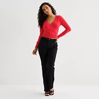 Bold Elements Womens V Neck Long Sleeve Pullover Sweater