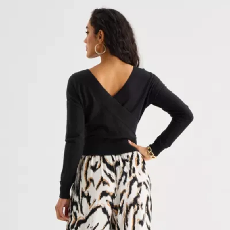 Bold Elements Womens V Neck Long Sleeve Pullover Sweater