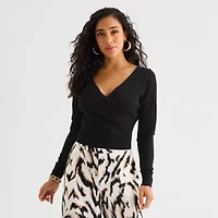 Bold Elements Womens V Neck Long Sleeve Pullover Sweater