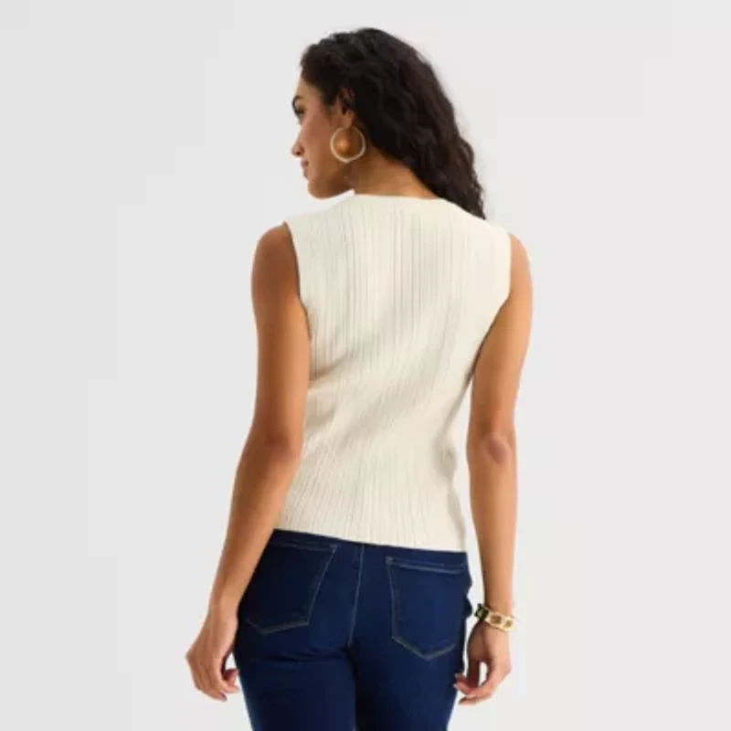 Bold Elements Womens Crew Neck Button Open Front Sweater Vest