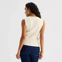 Bold Elements Womens Crew Neck Button Open Front Sweater Vest