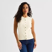 Bold Elements Womens Crew Neck Button Open Front Sweater Vest