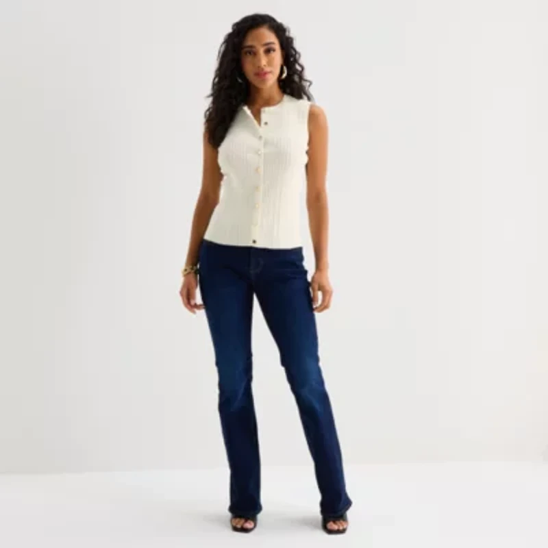 Bold Elements Womens Crew Neck Button Open Front Sweater Vest