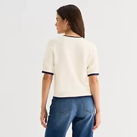 St. John's Bay Womens Crew Neck Elbow Sleeve Pullover Sweater