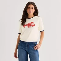 St. John's Bay Womens Crew Neck Elbow Sleeve Pullover Sweater