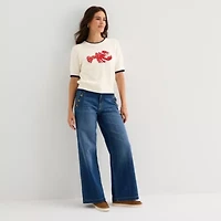 St. John's Bay Womens Crew Neck Elbow Sleeve Pullover Sweater