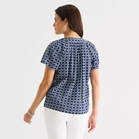 St. John's Bay Womens V Neck Short Sleeve Blouse