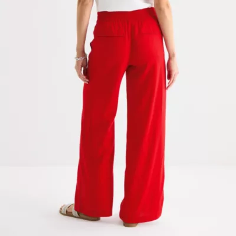 St. John's Bay Womens Wide Leg High Rise Pull-On Pant