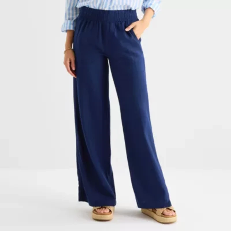 St. John's Bay Womens Wide Leg High Rise Pull-On Pant